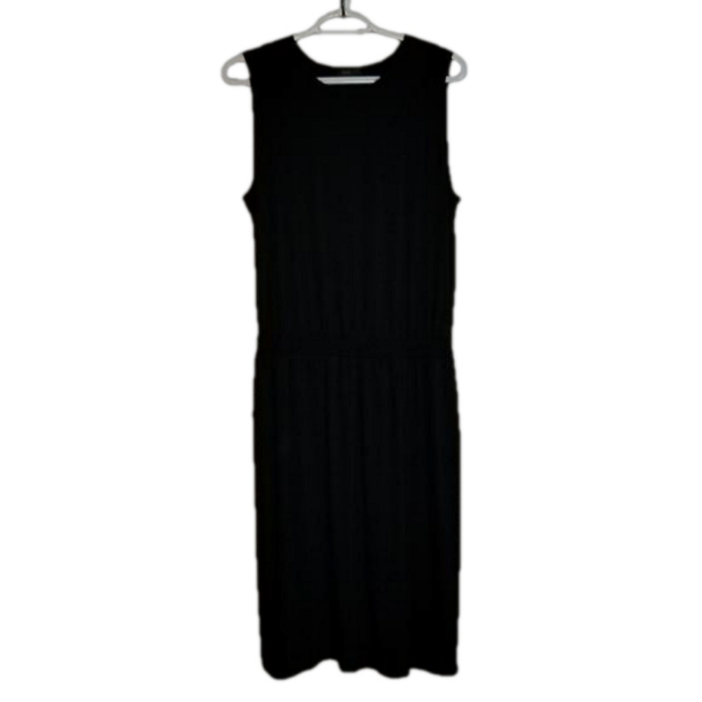 J.Jill Sleeveless Stretchy Black Dress With Elastic Waist Label Reads Medium